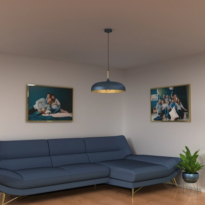 lafabryka.pl Lampa wisząca LINCOLN BLUE/GOLD 1xE27 MLP7901 Milagro